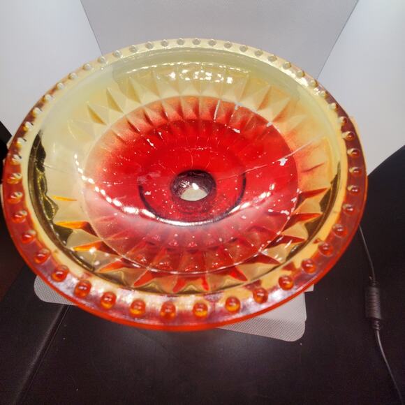 Vintage Amberina Glass Pedestal Footed Compote Candy Dish Orange Red - Picture 5 of 7